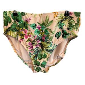 Kona Sol Women's High Waist Tropical Bikini Bottoms Size L Multicolor